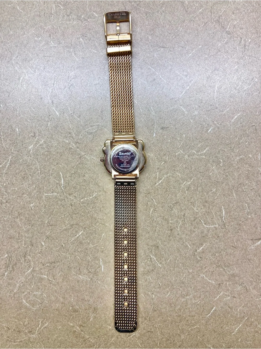 Sanrio Hello Kitty Gold Tone Mesh Bracelet Watch
